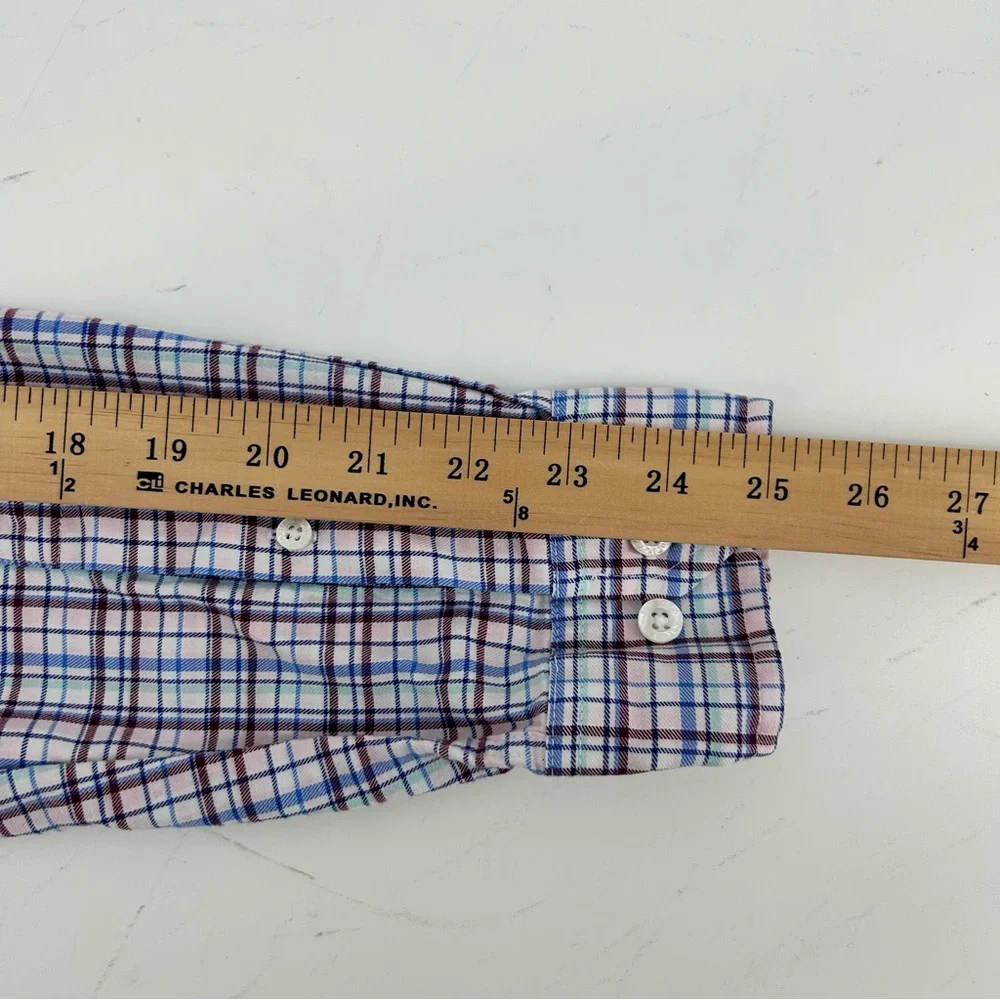 Le Tigre Men’s Long Sleeve Plaid Flannel Shirt Sz L Logo Blue Pink‎ Preppy Soft
